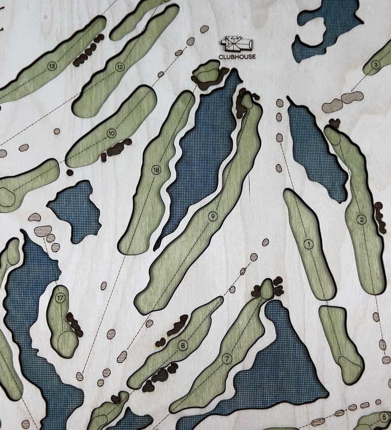 Custom Golf Course Map Art, Framed Golf Decor, Personalized Golfer Gift image 3