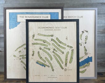 Custom Golf Course Map Art: Unique Golf Gift