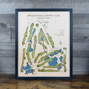 Custom Golf Course Map Art: Personalized Wood Golf Gift