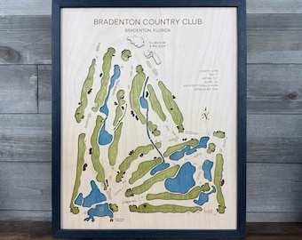 Custom Golf Course Map Art: Personalized Wood Golf Gift
