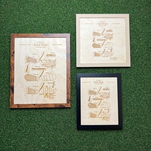 Golf Iron Patent Art: Handmade Wood Frame, Golf Gift