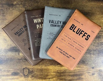 Personalized Leather Golf Scorecard Holder | Custom Golf Accessory | Personalized Golf Gift | Custom Yardage Book Holder | Custom Golf Gift