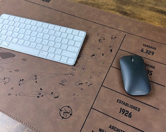 Custom Leather Golf Course Desk Mat: Personalized Golf Gift