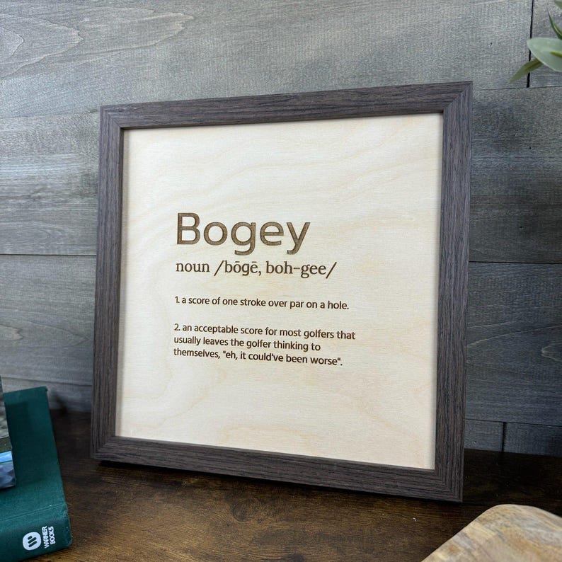 Bogey Definition Golf Art | Framed Golf Words Wall Decor - Etsy