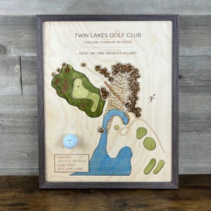 Personalized Hole-in-One Golf Art: Custom Golf Course Map