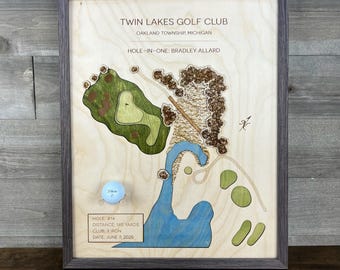 Personalized Hole-in-One Golf Art: Custom Golf Course Map
