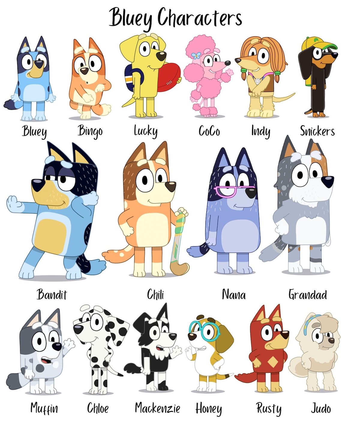 Bluey Cupcake Toppers Bluey Birthday Bluey Birthday Party Etsy