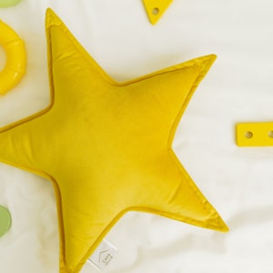 Velvet Star Shaped Pillow Fun throw Pillows Star Nursery Star Decor Kids Pillow Decorative Star Pillow Star Nursery Decor Mustard Pillow image 1