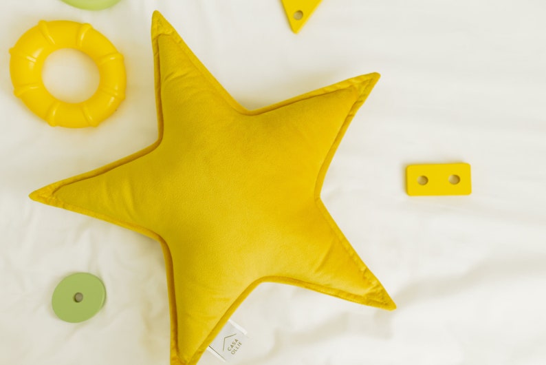 Velvet Star Shaped Pillow Fun throw Pillows Star Nursery Star Decor Kids Pillow Decorative Star Pillow Star Nursery Decor Mustard Pillow image 1