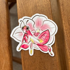 Orchid mantis 2” glossy vinyl sticker!