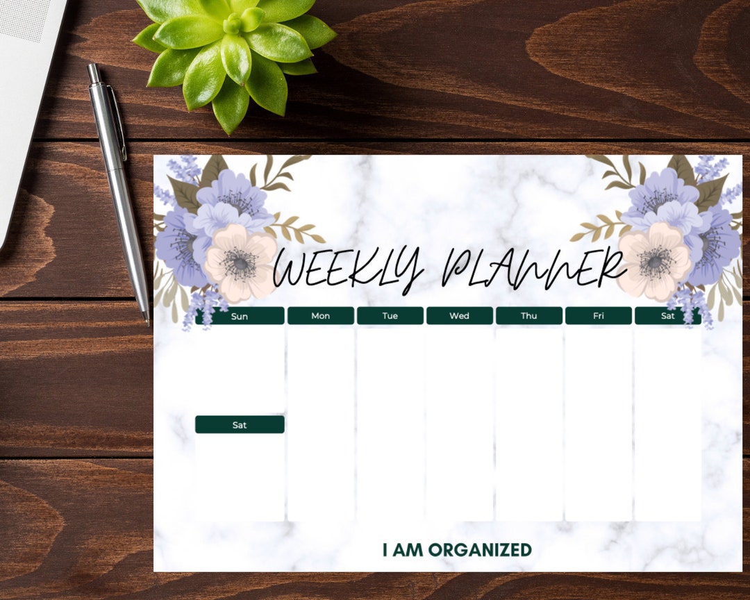 Floral Weekly Planner Digital Printable - Positive Affirmation - I Am ...
