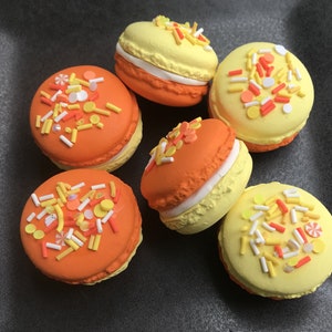 Fake Candy Corn Macarons, Fake Cookie, Faux Food, Kitchen Decor, Photo Prop, Candy Corn Decor, Fake Sweets, Fall, Faux Macaron