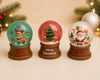 3D Miniature Christmas Snow Globes,  Christmas Miniature, Micro Landscape Figure, Tiered Tray Decor, Dollhouse Miniature,