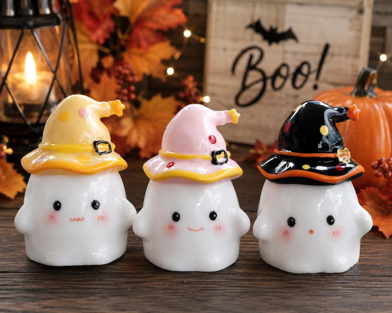 3D Mini Resin Halloween Ghost Cup, Miniatures, Tiered Tray Decor, Dollhouse Miniatures, Halloween Miniatures, Ghost Cups image 1