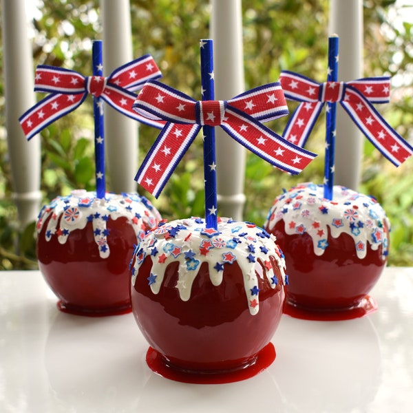Fake Patriotic Apple, Fake Apples, July 4th, Memorial Day, Photo Prop, Kitchen Decor, Independence Day, Tiered Tray, Fake Food, Candy Apples