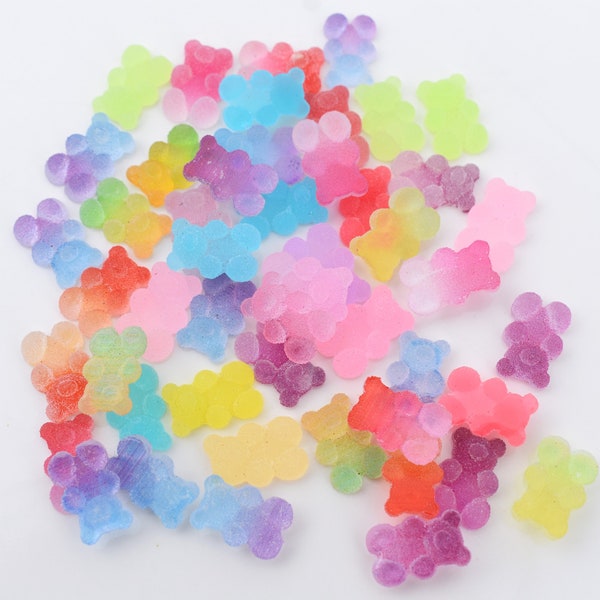 Set of 25/50 Mini Sugared Gummy Bears, Slime Charms, Fake Bake, Miniature, Gummy Bears, Fake Candy, Fake Sweets, Scrapbook, Cell Phone Charm