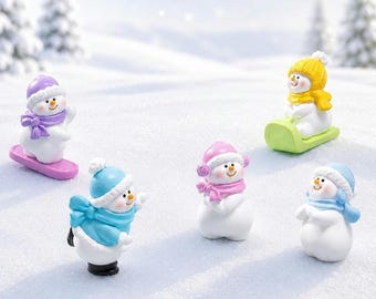 3D Christmas Snowman Set, Micro Landscape Figures, 3D DIY Charms, Dollhouse, Christmas Figures, Tiered Tray Decor, Miniatures,