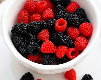 Fake Realistic Blackberry Raspberry Fruit, Sensory, Play Food, Fake Bake Supply, Play Kitchen, Photo Props, Tiered Tray, Faux Fruit