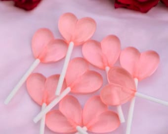 Realistic Pink Heart Lollipops, Slime Charm, Fake Bake Supply, Cabochons, Valentine Cabochon, Flat Backs, Scrapbook, Phone Charms, Gift