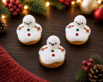 3D Miniature Snowman Cookies, Christmas Cokkie Miniatures, Micro Landscape Figures, Tiered Tray Decor, Dollhouse Miniatures, Snowman Decor