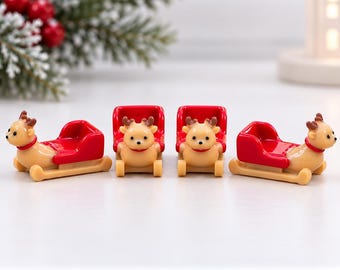 3D Mini Christmas Santa Sleigh, Miniatures, Micro Landscape, Dollhouse Miniature, Christmas Village Mini, Santa Mini Sled,