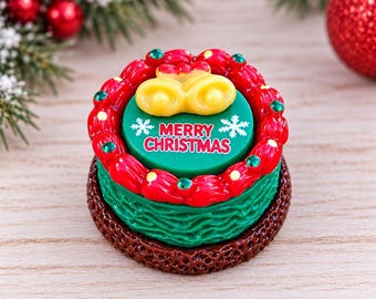 3D Mini Christmas Cake Cabochons, Slime Charms, Doll Miniatures, Scrapbooking, Fairy Garden, Christmas Cake, Decoden