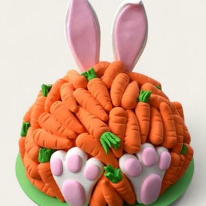 PREORDER Large Easter Bunny Carrot Fake Fondant Cake, Easter Decor, Bunny, Spring Decor, Gift, Fake Cake, Fake Easter Cake, Spring Cake