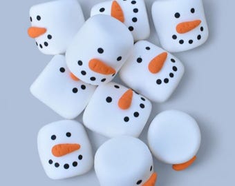 Fake Realistic Marshmallows With/Without Snowman Faces, Tiered Tray, Bowl Fillers, Snowman, Christmas, Gift, Fake Food, Cocoa Bar Decor