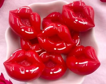 Red Resin Valentines Lips Cabochon, Slime Charm, Fake Bake Supply, Cabochon, Valentine, Flat Back, Scrapbooking, Cell Phone Charm, Decoden