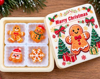 Christmas Gingerbread Mini Cookie Container Box , Dollhouse Mini, Gingerbread,  Elf Props, Christmas Cabochon, Scrapbook,  Cookie Gift Box