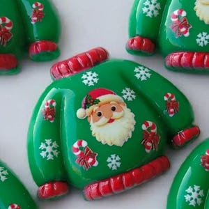 Ugly Christmas Sweater Cabochon, Slime Charm, Fake Candy, Hairbow Charm, Tiered Tray Scatter, Scrapbook, Cell Phone Charm, Decode, Santa