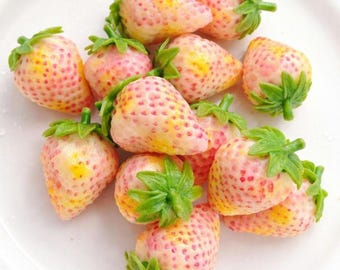 Realistic Pineberries White Strawberry, Sensory, Play Food, Fake Bake Supply, Play Kitchen, Photo Prop, Tiered Tray, Fake Food, Faux Fruit