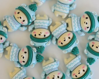 Blue Christmas Bear Character Cabochons, Slime Charms, Tiered Tray Scatter, Cabochon, Christmas Cabochon, Scrapbooking, Cell Phone Charms