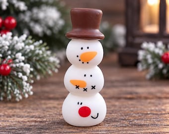 3D Miniature Snowmen Figures, Christmas Miniatures, Micro Landscape Figures, Tiered Tray Decor, Dollhouse Miniatures, Snowman Decor