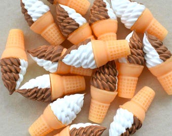 3D Chocolate Ice Cream Cone Cabochons, Slime Charms, Ice Cream Charms, Cabochons, Jewelry Charms, Scrapbooking, Cell Phone Charms