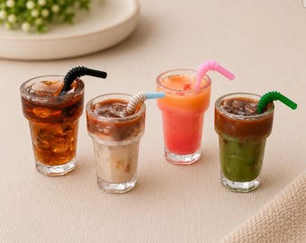 3D Miniature Coffee Soda Fruit Drink, Dollhouse Mini Drink, Fake Drinks, Craft Supply, Resin Miniatures, DIY Charm, Café Minis, Doll Minis