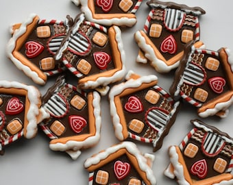 Gingerbread House Cabochons, Slime Charms, Gingerbread Cookie Charm, Cabochons, Christmas Cabochon, Scrapbooking, Cell Phone Charms