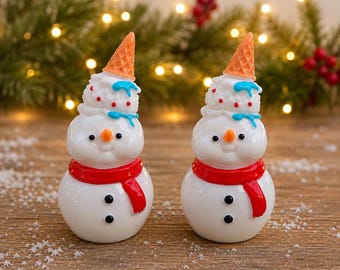3D Miniature Ice Cream Snowman, Christmas Miniatures, Micro Landscape Figures, Tiered Tray Decor, Dollhouse Miniatures, Snowman Decor