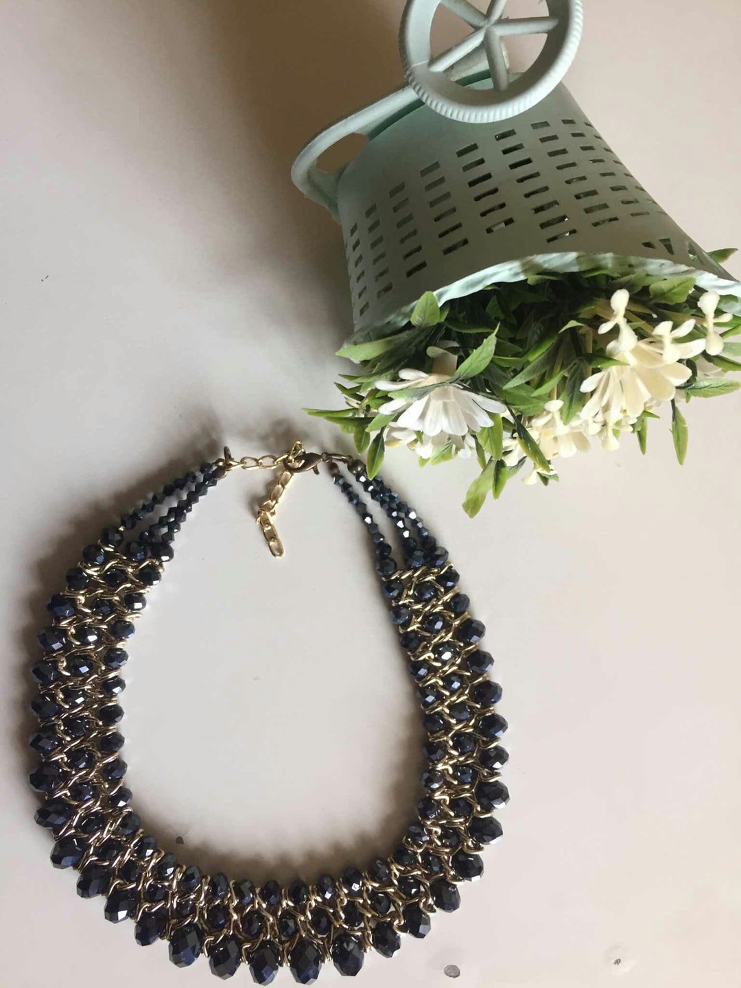 Black Pearl Choker Necklace Etsy