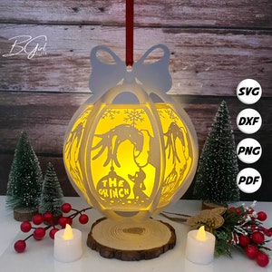 Merry Christmas Paper cut Globe lantern light box template, 3D lantern paper cut lightbox svg file DIY, cutting Cricut, svg template Cricut