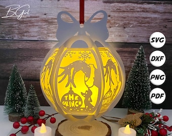 Merry Christmas Paper cut Globe lantern light box template, 3D lantern paper cut lightbox svg file DIY, cutting Cricut, svg template Cricut