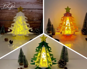 Pack 3 Christmas 1 Pine Lantern SVG For Cricut Projects DIY, Paper Lantern For Christmas Decor, Paper Cut Light Box 2