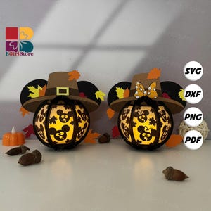 Pack 2 Mouse Lantern PDF, SVG, Studio Template - DIY Thanksgiving Paper Cut Template - Thanksgiving Lantern for Home Decorations