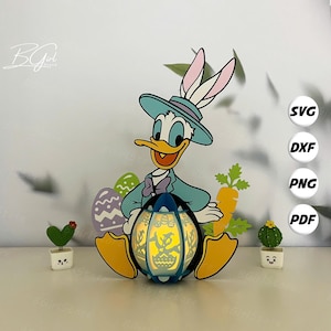 Lanterne canard Pâques 2 SVG pour projets Cricut DIY, décoration de Pâques souris lanterne en papier, caisson lumineux en papier découpé