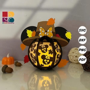 Mouse Lantern PDF, SVG, Studio Template - DIY Thanksgiving  Paper Cut Template - Thanksgiving Lantern for Home Decorations 2