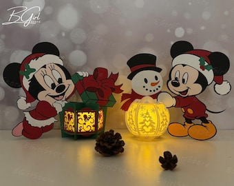 Pack 2 Mouse Christmas Lantern PDF, SVG, Studio Template - DIY Mouse  Paper Cut Template - Mouse Lantern for Christmas Decorations