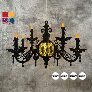 Halloween Chandelier Lantern PDF, SVG, Studio Template - DIY Halloween Paper Cut Template - Halloween Lantern for Home  Decorations 1