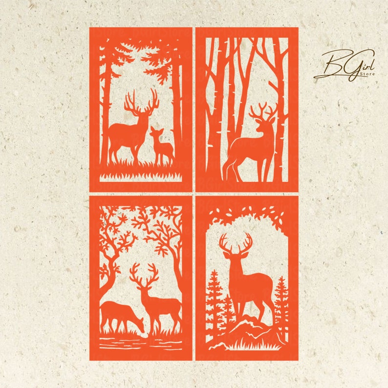 Deer Paper Cut Lantern Light Box Template, 3D Lantern Paper Cut ...