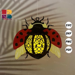 Ladybug Lantern PDF, SVG, Studio Template - DIY Animal Paper Cut Template - Animal Lantern for Home Decorations