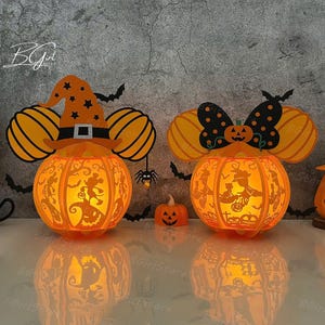 Lot de 2 souris lanterne d'Halloween PDF, SVG, modèle Studio - modèle souris bricolage - lanterne souris pour décorations d'Halloween